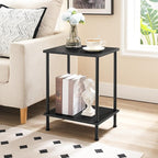 HOOBRO End Table Set of 2, Small Side Table, Nightstand with 2-Layer Storage Shelves, Sofa Table for Small Spaces, Living Room, Bedroom, Stable Frame, Easy Assembly, Black BB09BZP201
