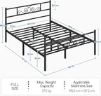 Yaheetech Full Bed Frames Metal Platform Bed with Headboard and Footboard for Bedrooms No Box Spring Needed Easy Assembly, Black/Full Bed