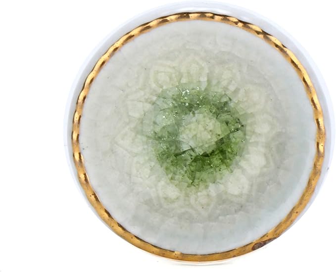 Perilla Home Set of 6 Marrakesh Knob Ceramic Decorative Round Knobs for Home Kitchen Cabinet Hardware Cupboard Glass Door Dresser Wardrobe and Drawer Pulls (Light Green)