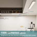 ASOKO Under Cabinet Led Light Plug in, Dimmable Daylight White 4000K, 6 Pack 12 inch Linkable Led Under Counter Lights 2500lm for Kitchen, Shelf, Workbench, Cupboard, Upgrade ETL Listed Plug 24V