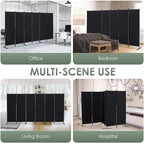 RANTILA 6 Panel Room Divider, 6 FT Folding Privacy Screen with Wide Feet, Freestanding Partition for Room Separation, Portable Room Divider Panel, 133" W x 71" H, Black