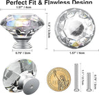 POZEAN Crystal Cabinet Knobs 30Pack, 1.57inch Dresser Knobs for Cabinet, Drawer with Two Different Sizes Screws, Diamond Glass Pulls Handles (40mm, 30Pack, Clear-Silver)