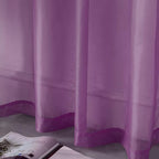 DUALIFE Purple Curtains 108 Inches Extra Length for Living Room Set of 2 Panels Grommet Window Semi Voile Drapes Dark Purple Sheer Curtains for Kids Girls Bedroom Decor Royal Purple 52x108 Inch Long