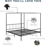Novogratz Marion Canopy Bed, King, Black