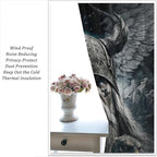 Fantasy Norse Viking Blackout Curtains for Bedroom,Cool Gothic Vintage Vikings Mystical Symbol Eagle Rod Pocket Thermal Insulated Room Darkening Curtains 2 Panels 63L x 31.5W