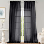 OWENIE Black Sheer Curtains 120 Inches Long 2 Panels Set, Airy Lightweight Sheer Black Curtain for Living Room Bedroom, Farmhouse Voile Filmy Rod Pocket Curtains Drapes, 2 Pcs, Each 59" Wx120 L Inch