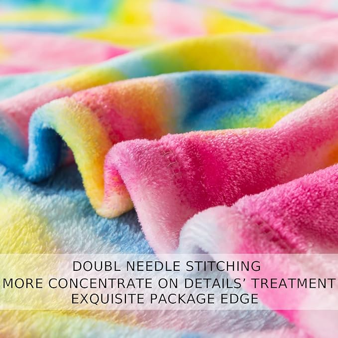 Flannel Colorful Blanket Queen Size for All Season - Premium Lightweight Anti-Static Super Soft Cozy Plush Rainbow Throw, Lightweight Microfiber Winter Warm Blanket 90" x 90"(Rainbow Queen)
