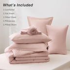 Love's cabin Twin XL Comforter Set Blush Pink, 5 Pieces Twin XL Bed in a Bag, All Season Bedding Sets with 1 Comforter, 1 Flat Sheet, 1 Fitted Sheet, 1 Pillowcase and 1 Pillow Sham