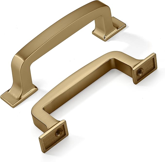 KHTumeWare 2 Pack 3 Inch Cabinet Pulls - Champagne Bronze or Warm Brass Drawer Handles for Cabinets & Cupboards