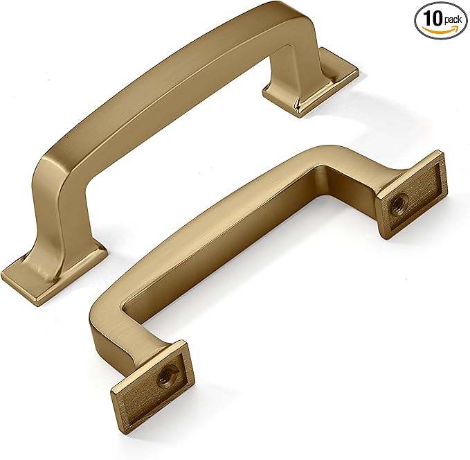 khtumeware 10 Pack 3 Inch Kitchen Cabinet Handles Brushed Brass Cabinet Pulls Brushed Gold Drawer Pulls Kitchen Cabinet Hardware Kitchen Handles for Cabinets Cupboard Handles Drawer Handles