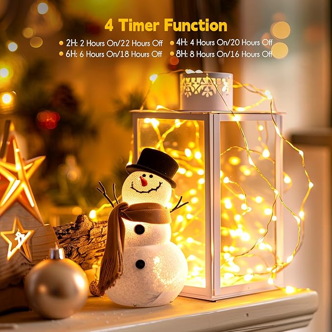Minetom 66 Feet 200 LEDs USB Fairy String Lights with Remote, Copper Wire Starry Lights for Bedroom Wall Ceiling Christmas Tree Wreath Craft Wedding Party Decoration, Warm White