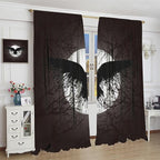 Cool Raven Print Curtains - Vintage Nordic Viking Theme Dead Tree Crow Full Moon Thermal Insulated Blackout Curtains - Rod Pocket Window Treatment Drapes for Bedroom 2 Panels 63L x 31.5W