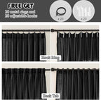 Black Linen Sheer Pinch Pleated Sliding Door Curtains, 2x50 Inches Width, Dark Moody Neutral Light Filtering Drapes 84 Inches Long, Textured Modern Farmhouse Window Curtain Panels