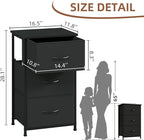 Somdot Dresser for Bedroom with 3 Drawers, Storage Organizer Chest of Drawers with Removable Fabric Bins for Closet Bedside Living Room Laundry Entryway Hallway, Black