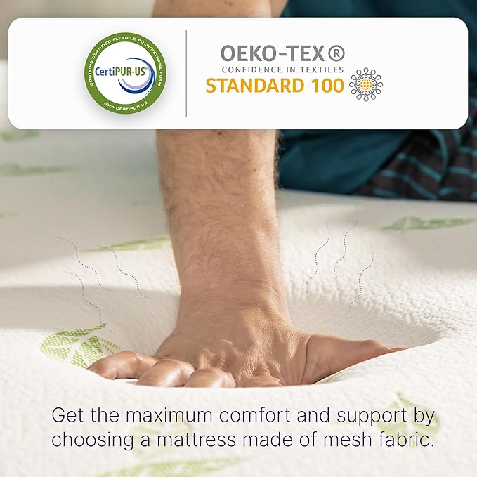 NapQueen Queen Size, 6 Inch Anula Green Tea Infused Memory Foam Mattress, Bed in a Box, CertiPUR-US Certified Mattress