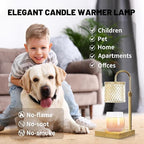 Candle Warmer Lamp, Candle Lamp Wax Warmer, Timer & Dimmer 7-Levels, Fits Cup Jar Candle, Top Melting, Crystal Heater Lamp for Scented Wax, Elegant Home Decor, Brass Glass