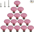 HUAMULAN 15 PCS Cabinet Knobs Glossy Ceramic Dresser Mushroom Table Drawer Cupboard Pull Furniture DIY Wardrobe Solid Color Vintage Handle,with 3 Size Mounting Screws