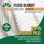 GO Premium Cozy Soft King Blanket for Couch & Bed - White Fleece Blanket for Living Room, Bedroom & Home Decor - Large (90x108 Inches)
