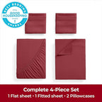 Mellanni Extra Deep California King Sheets - 4 PC Iconic Collection Bedding - Hotel Luxury, Ultra Soft, Cooling Bed Sheets - Wrinkle, Fade, Stain Resistant (Cal King, Brick Red)