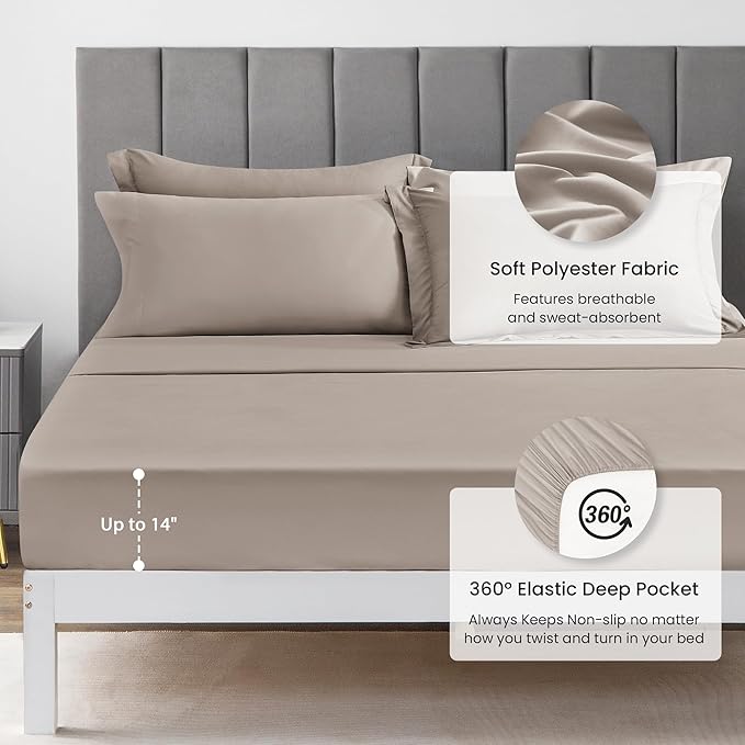 Love's cabin Queen Comforter Set Burlwood, 7 Pieces Queen Bed in a Bag, All Season Queen Bedding Sets with 1 Comforter, 1 Flat Sheet, 1 Fitted Sheet, 2 Pillowcase and 2 Pillow Sham