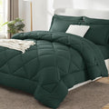 CozyLux Queen Comforter Set Forest Green - Bed in a Bag Queen Size 7 Pieces, Luxury Soft Bed Set for All Seasons, Bedding Set with Down Alternative Comforter, Sheets, Pillowcases & Shams
