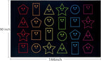 Zety - Nylon School Girl Style Classroom Rugs Elementary - 7.6x12 FT - Playroom and Toddler Rugs- Educational Smiley face Rug for Kids Room, Classroom, Daycare, and Home Learning - Black Pastel Rug