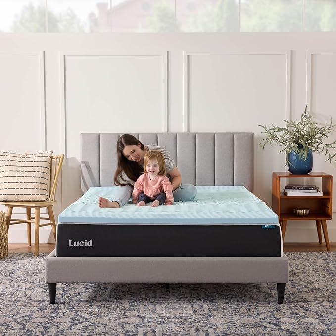 LUCID Gel Infused Memory Foam Mattress Topper – 2 Inch Mattress Topper – 5 Comfort Zones Relieve Pressure – CertiPUR-US Certified Foam - Queen