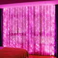 HXWEIYE 300LED Fairy Curtain Lights, 9.8x9.8Ft USB Plug-in 8 Modes Christmas String Hanging Lights with Remote for Bedroom Backdrop Wedding Party Indoor Wall Decor, Pink, Standard