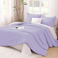 Litanika Lavender Purple Comforter Full Size, 3 Pieces Lightweight Solid Bedding Comforter Set, All Season Fluffy Bed Set (79x90In Comforter & 2 Pillowcases)