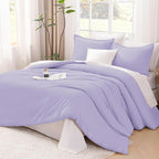 Litanika Lavender Comforter California King Size, 3 Pieces Cal King Lightweight Solid Bedding Comforter Set, All Season Fluffy Bed Set (104x96In Comforter & 2 Pillowcases)
