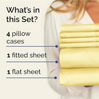 Full 6 Piece Sheet Set - Comfy Breathable & Cooling - Ultra Soft Hotel Luxury Bedding Set w/ 8-16 Inch Deep Pockets - 1 Flat & 1 Fitted Sheet & 4 Pillowcases - Cozy, Wrinkle Free & Easy Care - Yellow