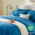 CozyLux Full Size Comforter Sets Teal, 7 Pieces Bed in a Bag, Teal Comforter Full Size, All Season Bedding Sets with Stitch Quilted Comforter, Flat Sheet, Fitted Sheet, Pillowcases