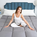 Marine Moon King Mattress Topper Cooling Extra Thick Plush Pillow Top Mattress Pad Hotel Quality Down Alternative for King Size Bed, Soft Bed Toppers for Back Pain, Grey