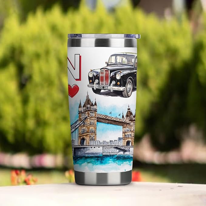 City Travel Mug for City Lover,20oz Double Wall Tumbler Vacuum Insulated Stainless Steel Coffee Cups (London)