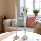 Hosley Set of 2 Silver Finish Taper Candle Holder 8" High. Ideal Gift and Use for Weddings, Party, Spa or Aromatherapy W1