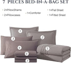 Monbix Queen Comforter Set - 7 Pieces Cloud Purple Bed in a Bag Queen Bedding Sets with Comforters, All Seasons Down Alternative Comforter Bed Set with Sheets, Pillowcases & Shams