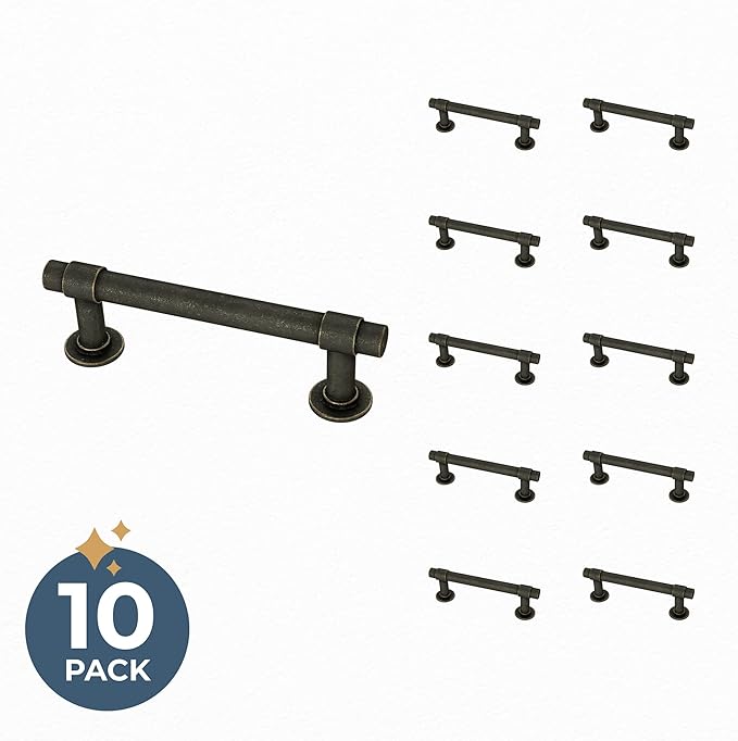 Franklin Brass - Francisco Warm Chestnut Cabinet Handles 3 Inch (3") Hole Center Pulls | Easy Install, Durable Hardware for Kitchen Cabinet Door, Drawers, Dresser Pull, Furniture (10 Pack)