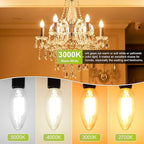 Dimmable Candelabra LED Light Bulb 40W Equivalent, E12 Chandelier Light Bulbs Warm White 3000K , 400LM, CRI 85+, B11 Type B Ceiling Fan Bulb 4W, Clear Filament Candle Light Bulbs Small Base, 10 Pack
