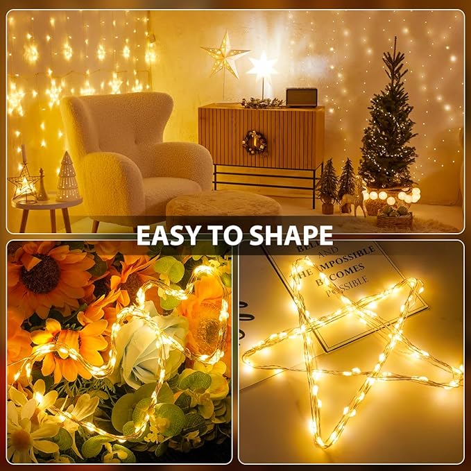 2 Pack 16.5FT 100 LED Fairy Lights Battery Operated with Timer & Remote, Dimmable Twinkle Lights, Waterproof Warm White Fairy String Lights for Outdoor Patio Wedding Mason Jar Party Bedroom Classroom
