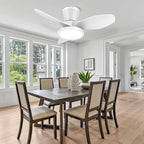 ocioc Quiet Ceiling Fan with LED Light DC motor 32 inch Large Air Volume Remote Control White for Kitchen Bedroom Dining room Patio