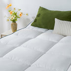 QUEEN ROSE Mattress Topper Queen, Pillow Top Extra Thick Mattress Bed Cover Topper, Soft Baffle Box Overfilled Down Alternative for Back Pain, 4 Corner Straps, White
