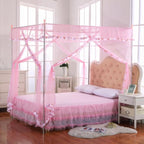 Canopy Bed Curtains Queen - 4 Corner Post Canopy for Bed, Bed Canopy for Adults, Bedroom Decor (Queen Size, Pink)