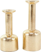 Deco 79 Aluminum Metal Decorative Candle Holder Candle Stand with Rounded Bases, Set of 2 Candlestick Holder 7", 8" H, Gold