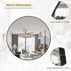 BEAUTYPEAK 40 Inch Round Mirror, Metal Frame Circle Mirror, Wall Mounted for Entryway, Bathroom, Vanity, Living Room, Black