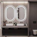 Niccy Oval LED Mirror for Bathroom, 32x20 Front Lit + Backlit Vanity Mirrors with Light Anti-Fog, Shatter-Proof, Makeup Mirror with Black Frame (Horizontal/Vertical)