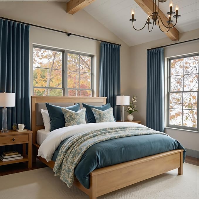 Lazzzy Velvet Blackout Curtains Thermal Insulated Room Window Drapes Super Soft Luxury Curtains for Living Room Bedroom Rod Pocket 2 Panels, Dark Slate, 62" W x 90" L