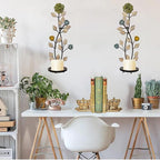 Wall Sconces Candle Holder Set of 2, Antique White Leaf and Flower Branch Wall Mount Hanging Metal Wall Candle Holder Candle Sconce for Living Room Dining Room