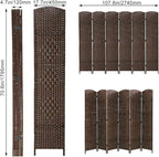 Room Divider 6 Panel Folding Privacy Divider 6 Ft Indoor Wall Divider Portable Partition Wood Screen, Brown