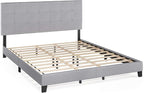 Furinno Laval Button Tufted Upholstered Platform Bed Frame, California King, Glacier