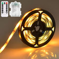 LED Strip Lights Battery Operated, 9.8 Ft 90 LED Led Strip Lights with Remote Timer Dimmable, Waterproof Flexible Lights Strip for Indoor Outdoor TV Table Bedroom Boat Kitchen (Warm White)